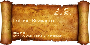 Lehner Rozmarin névjegykártya